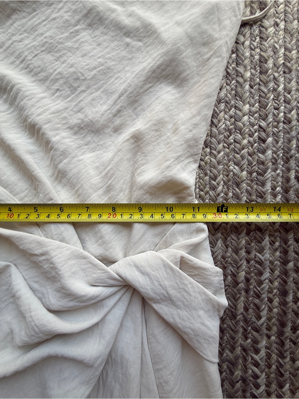 Significant Other Minimalist Cream Textured Twist-Front Maxi Dress Slit Sz 2 - Picture 16 of 16